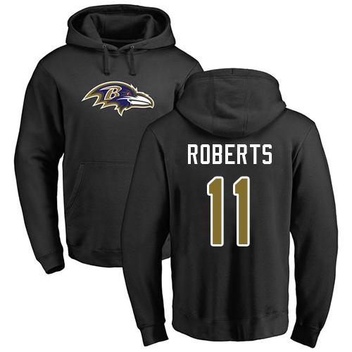 Men Baltimore Ravens Black Seth Roberts Name and Number Logo NFL Football 11 Pullover Hoodie Sweatshirt